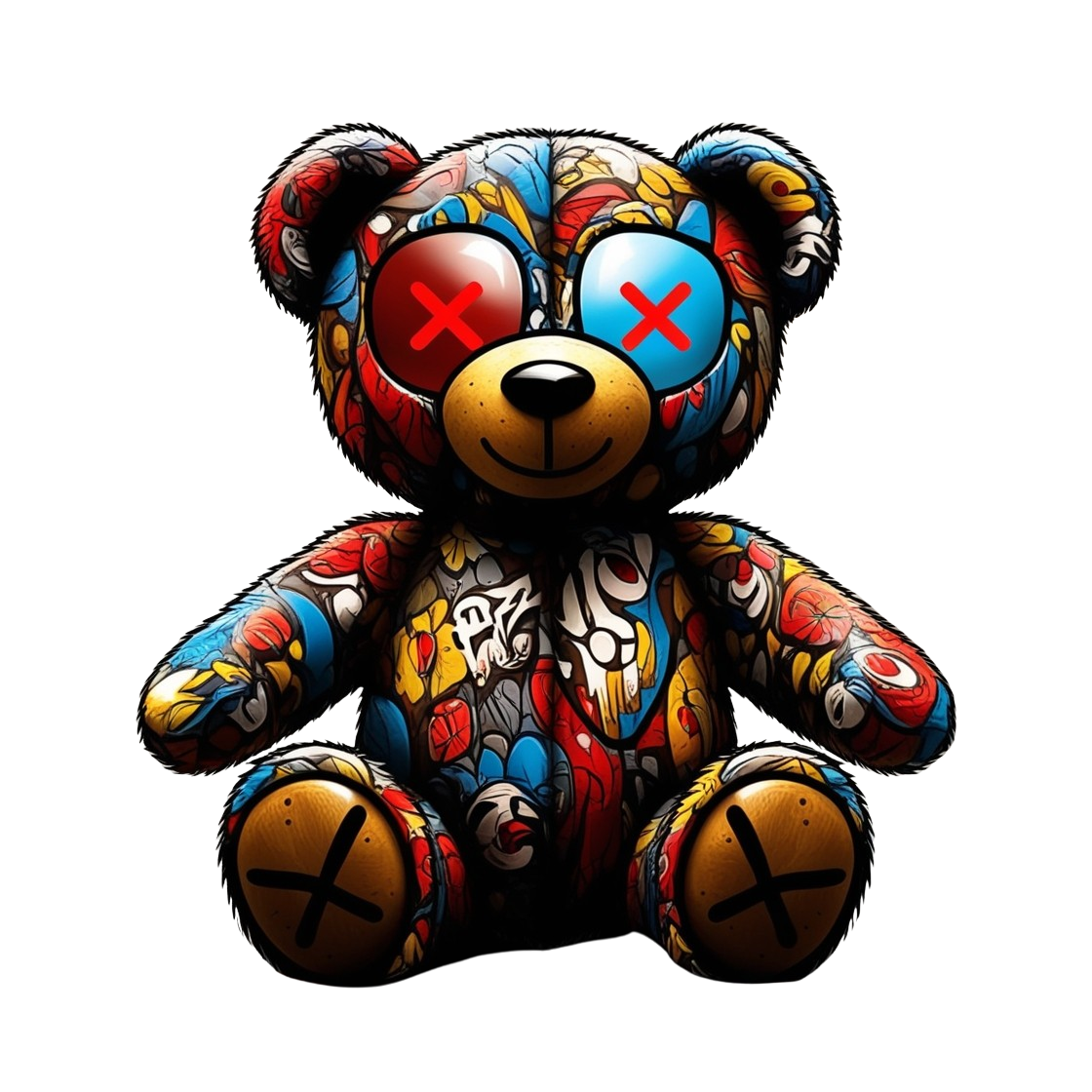 Leonardo_Phoenix_09_teddy_bear_with_2_red_xs_in_the_eyes_stree_0-removebg Trendy Teddy Bear - Image 1