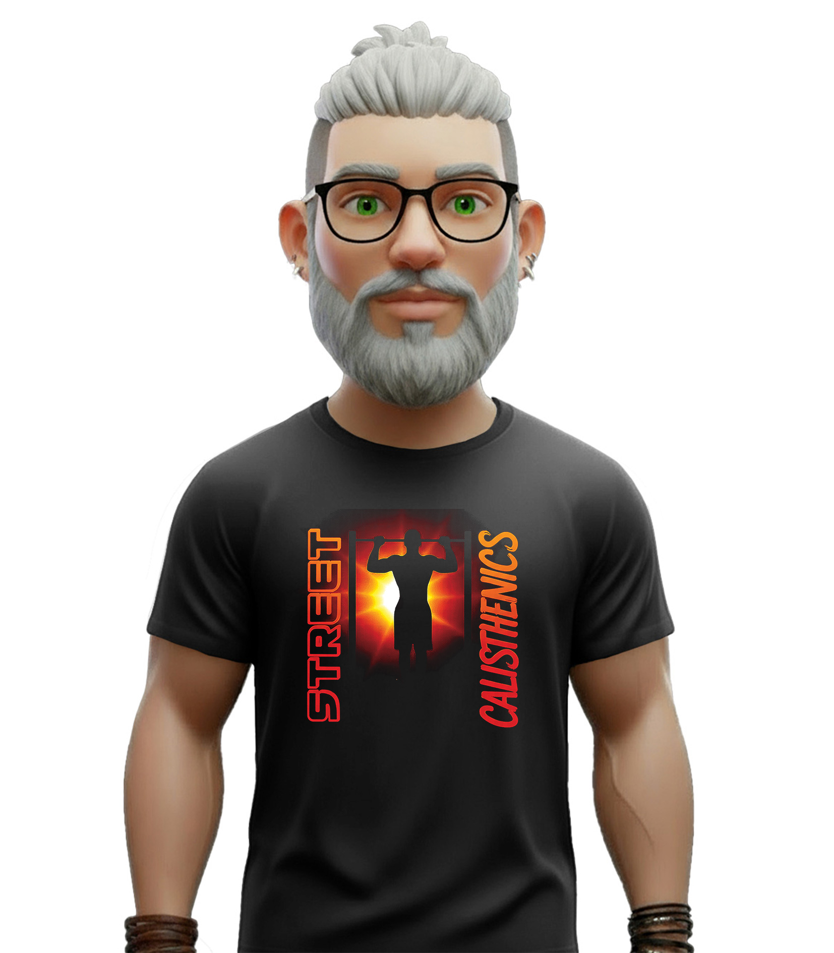 Street Calisthenics Μαύρο t-shirt street calisthenics με fitness σχέδιο προπόνησης