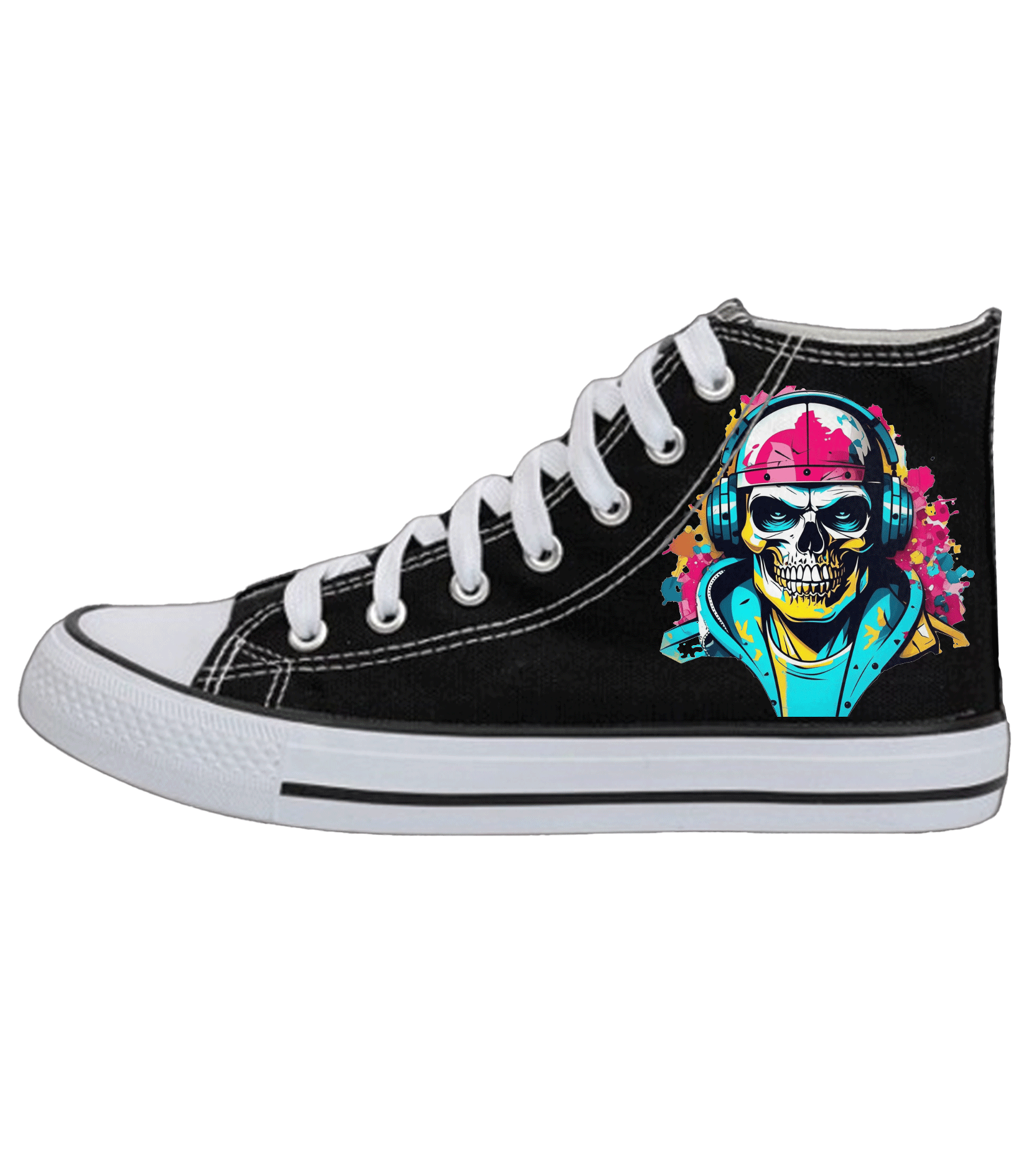 shoes.-SKULLgif Υφασμάτινα sneakers με colorful skull στάμπα, έντονο στυλ και attitude. - Image 1