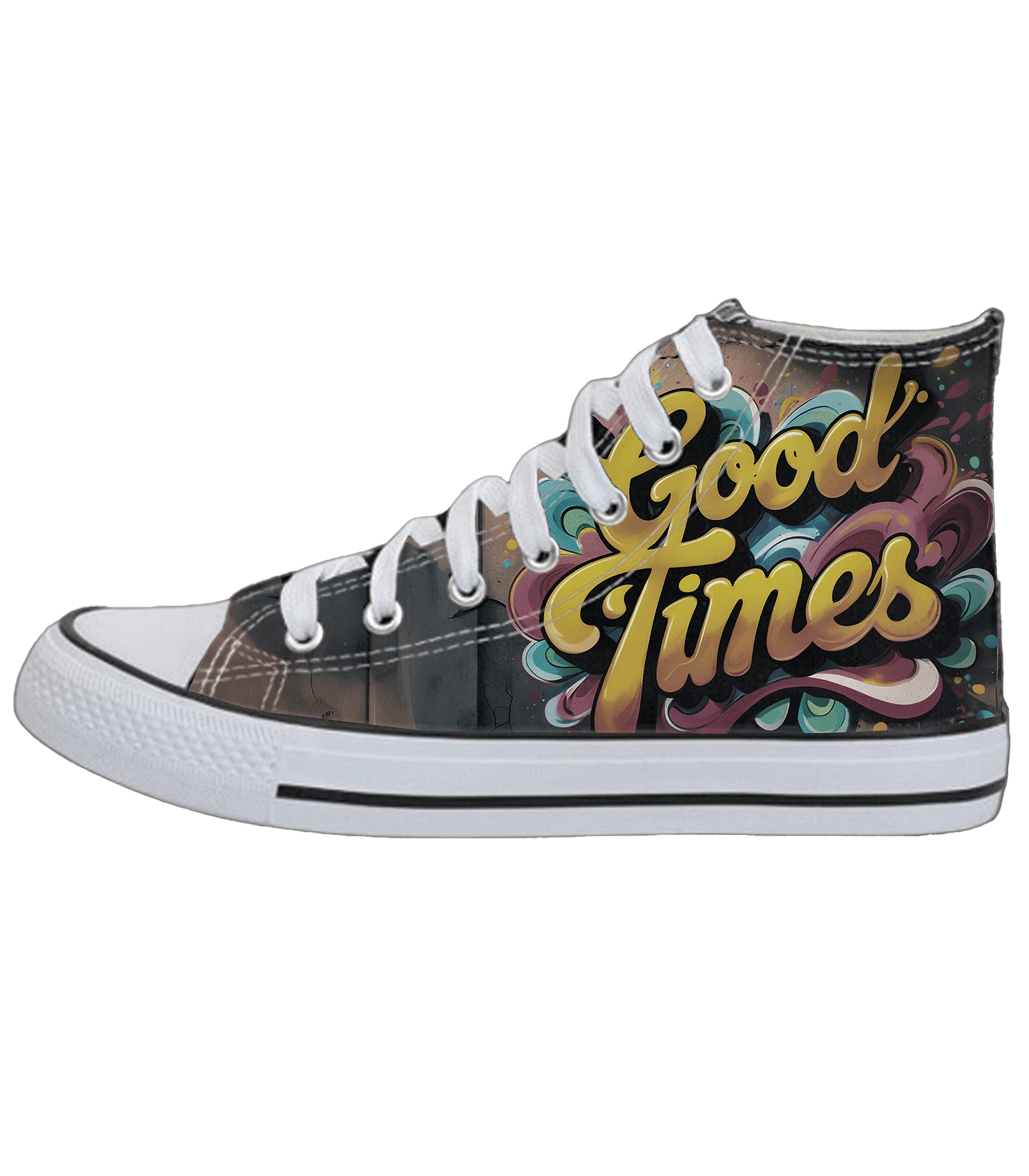shoes2 Υφασμάτινα sneakers με Good Times abstract στάμπα, θετική ενέργεια. - Image 1