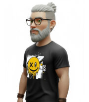 Happy Face t-shirt Μαύρο - Image 3
