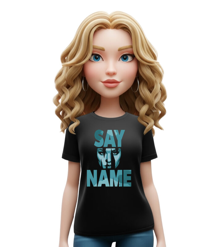 μαύρο t-shirt Say My Name με minimal dark graphic design