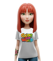 λευκό t-shirt colour your world με πολύχρωμο graffiti σχέδιο
