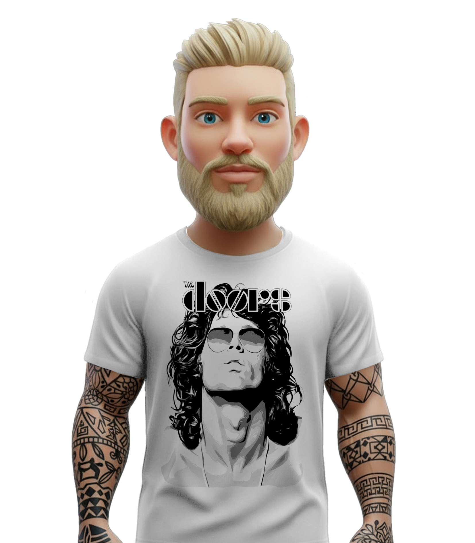 The Doors λευκό t-shirt The Doors με rock πορτρέτο σχέδιο