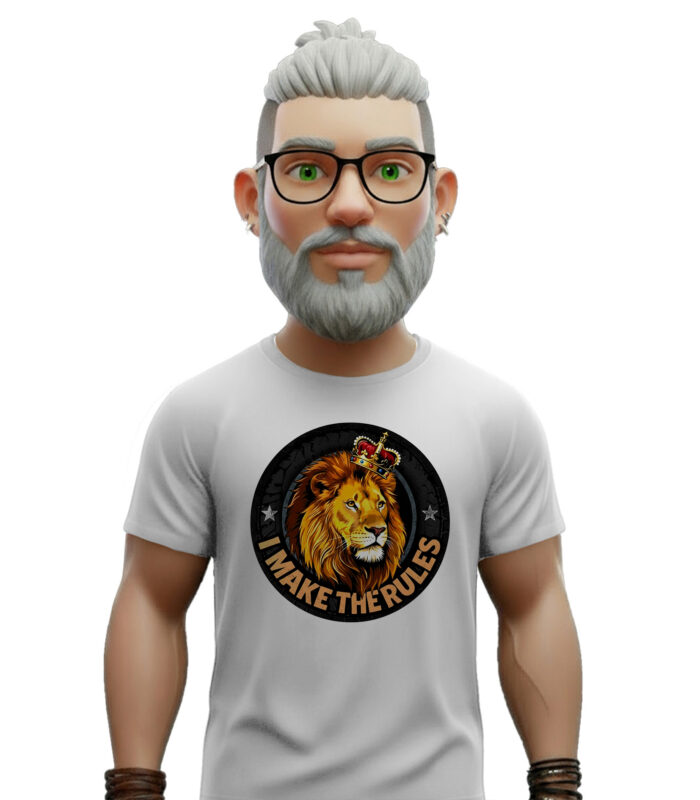 λευκό t-shirt i make the rules με lion design και στέμμα