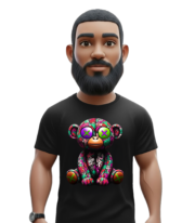 My Monkey t-shirt μαύρο με πολύχρωμο σχέδιο