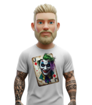 λευκό t-shirt smile με joker style σχέδιο τραπουλόχαρτο