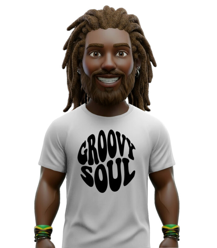 λευκό t-shirt groovy soul με retro typography σχέδιο
