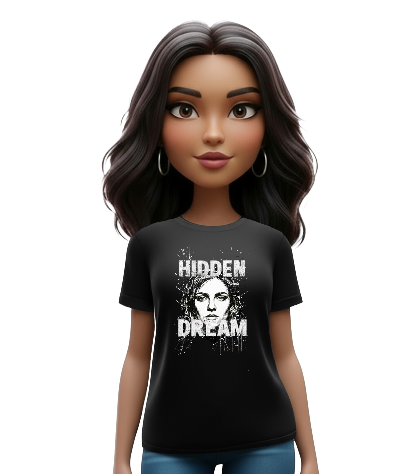 Hidden Dream μαύρο t-shirt hidden dream με artistic portrait design