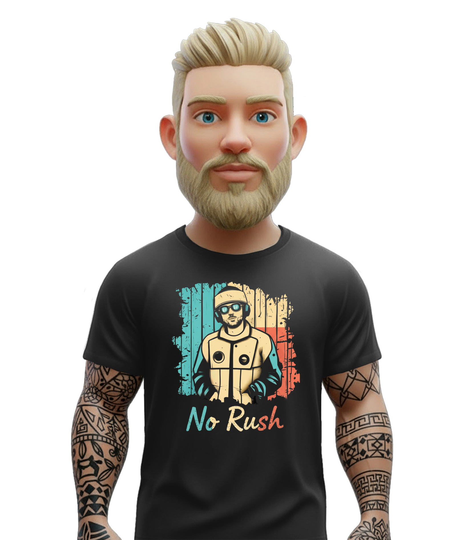 No-Rush No Rush t-shirt μαύρο με χαλαρό χαρακτήρα και vintage σχέδιο
